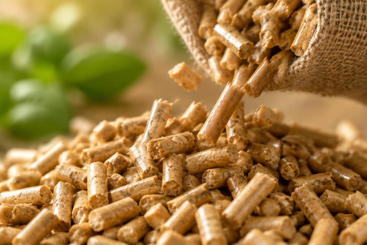 Pellet di legno in primo piano